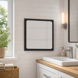 Bathroom Vanity Mirror Grey Wall Mounted Storage Cabinet Engineered Wood 40cm