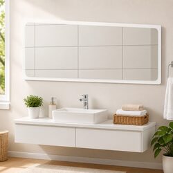 Bathroom Vanity Mirror White Wall Mount Storage Cabinet Engineered Wood 100cm