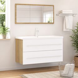 Concise 2-Piece Bathroom Furniture Set with Mirror