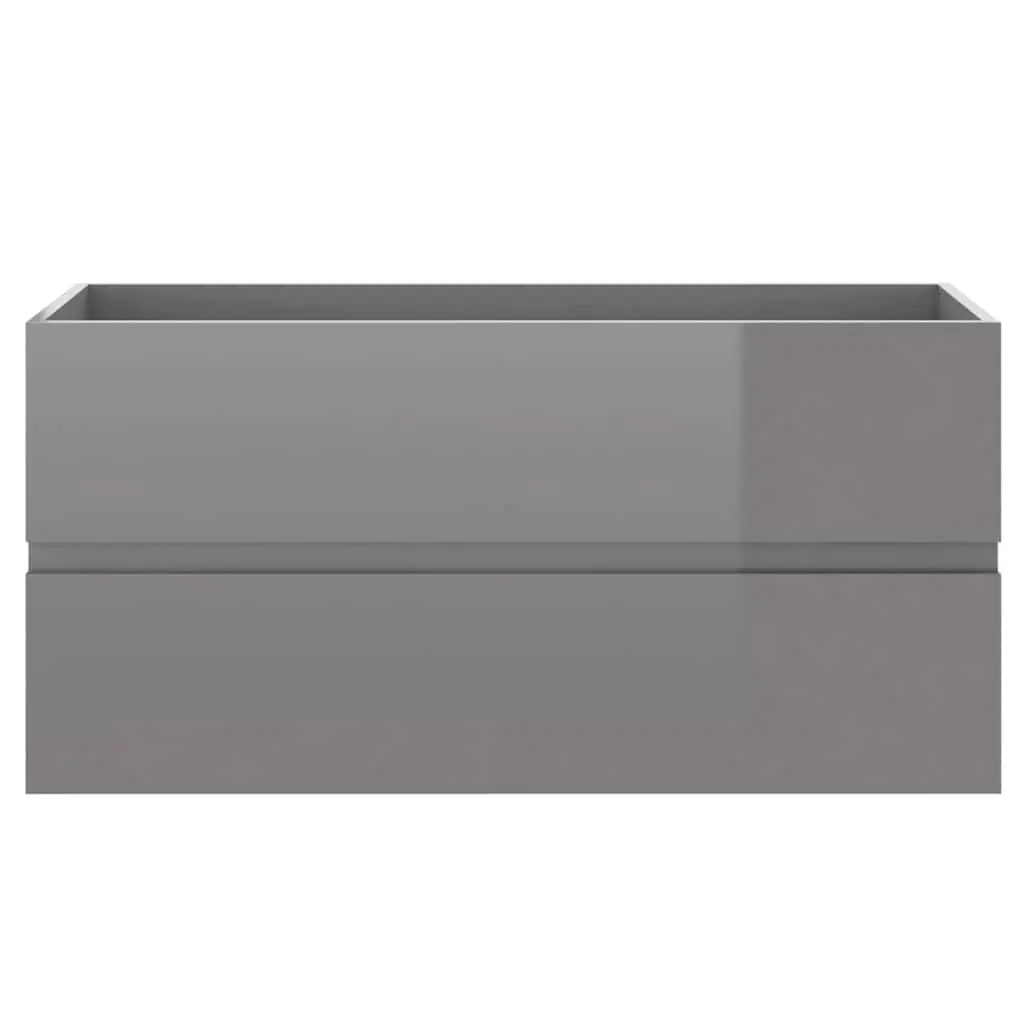Bathroom Furniture Set Grey High Gloss Engineered Wood Cabinet with Mirror