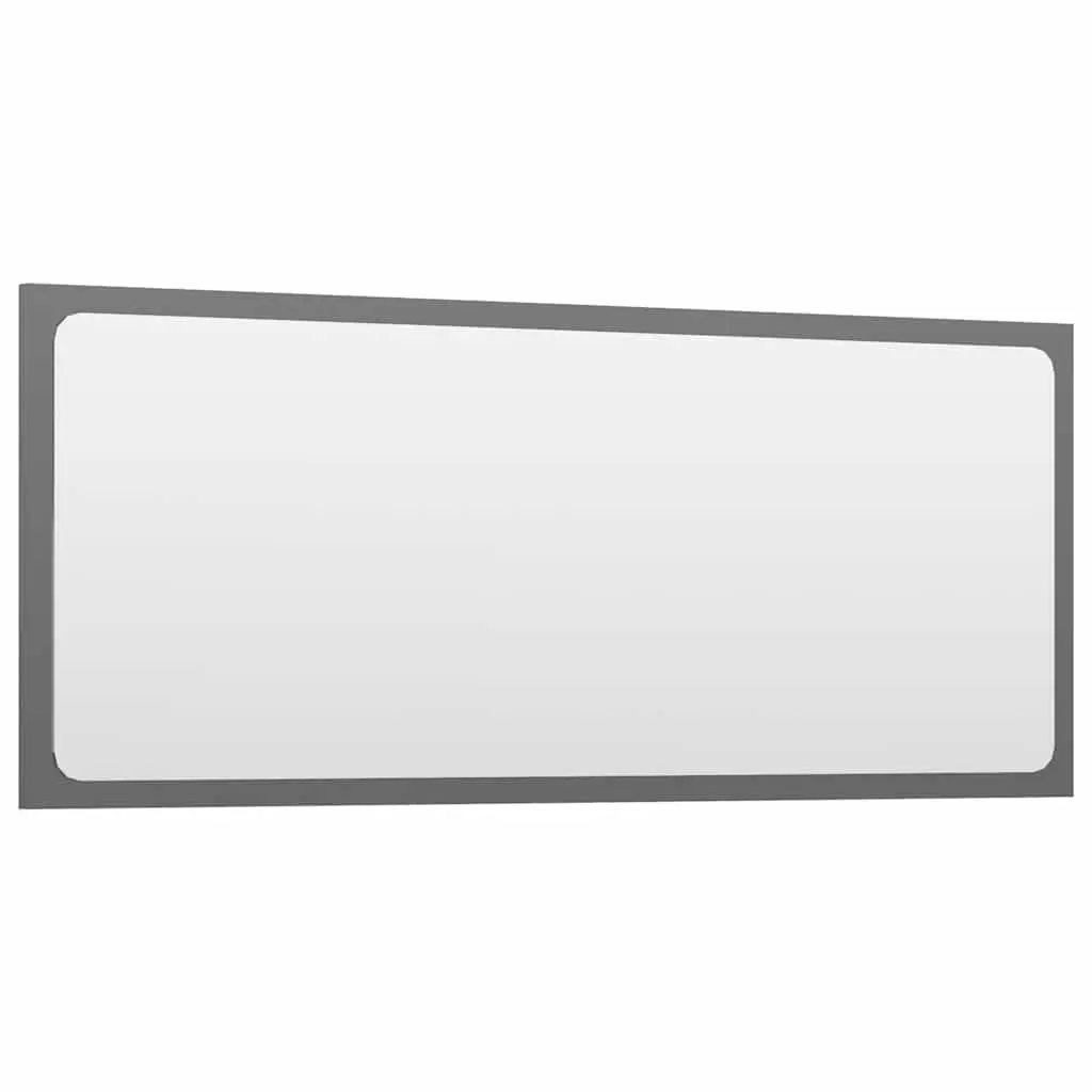 Bathroom Furniture Set Grey High Gloss Engineered Wood Cabinet with Mirror