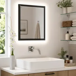 Concise LED Bathroom Mirror with RGB Light, 40x8.5x37 cm