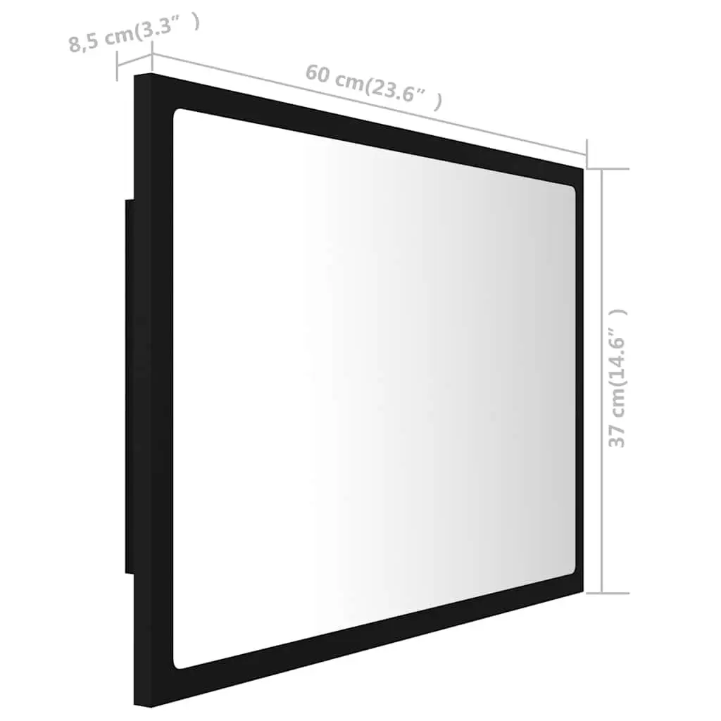 Black LED Bathroom Mirror 60x8.5x37 cm