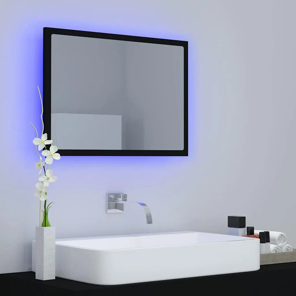 Black LED Bathroom Mirror 60x8.5x37 cm