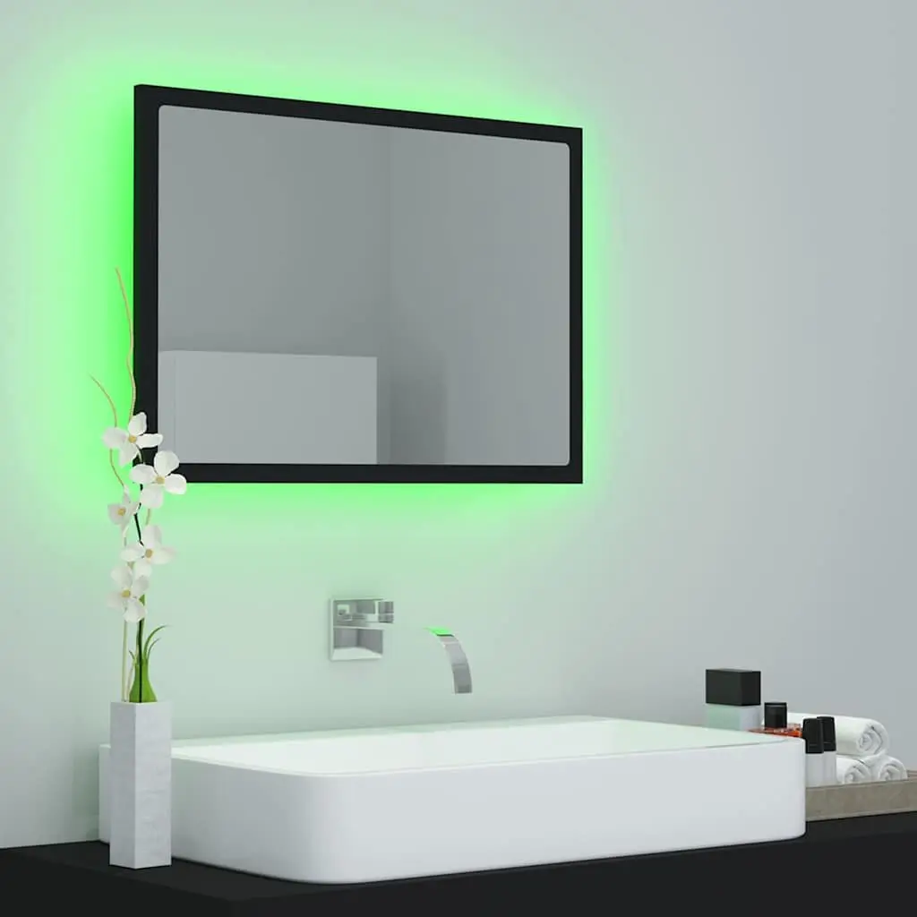 Black LED Bathroom Mirror 60x8.5x37 cm