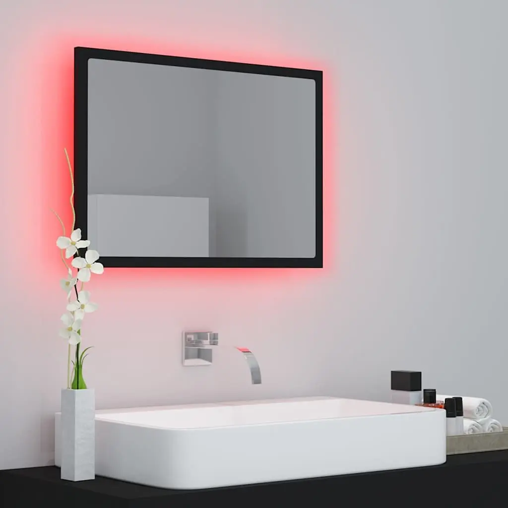 Black LED Bathroom Mirror 60x8.5x37 cm