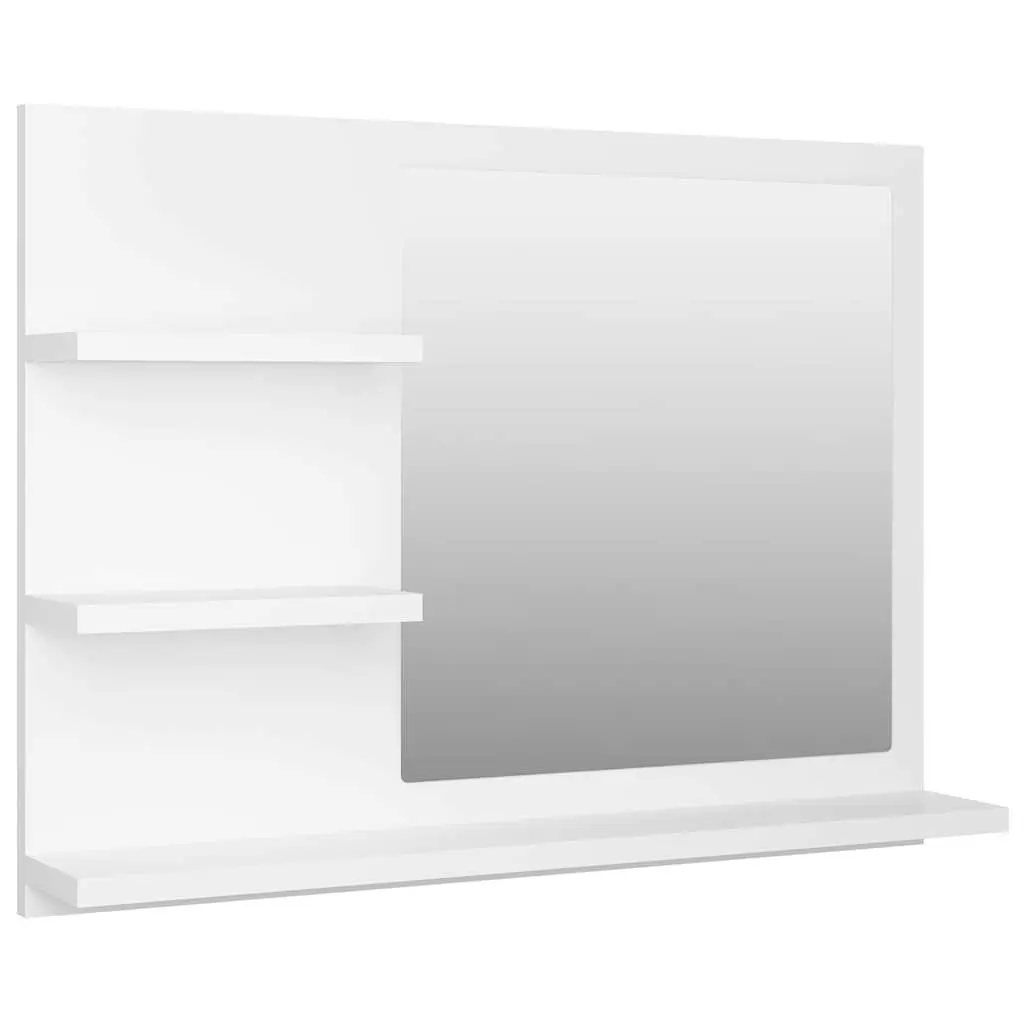 Bathroom Vanity Mirror White 60x10.5x45 cm Wall Mount with 3 Storage Shelves