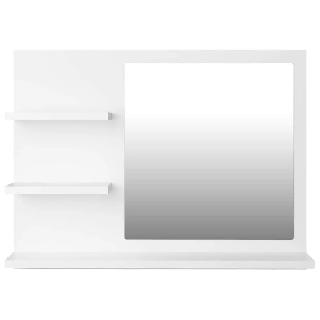 Bathroom Vanity Mirror White 60x10.5x45 cm Wall Mount with 3 Storage Shelves