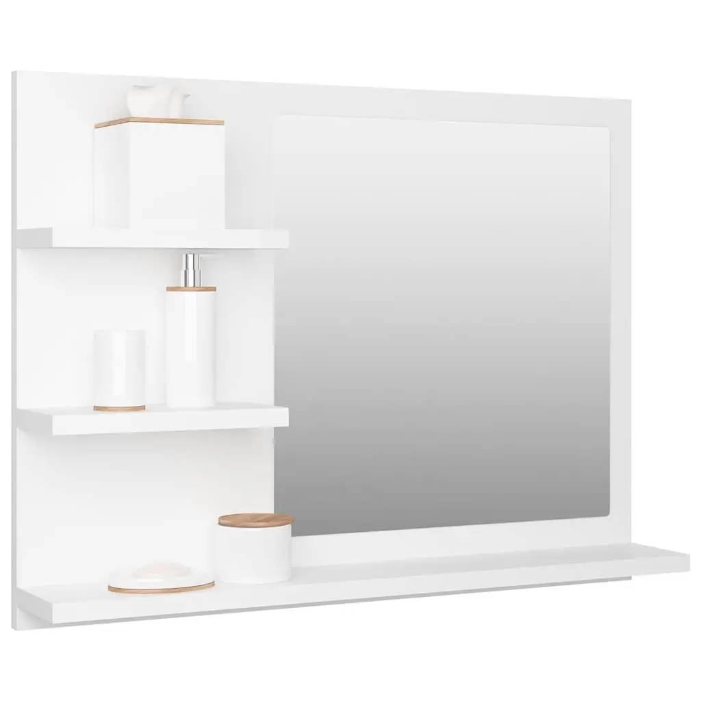 Bathroom Vanity Mirror White 60x10.5x45 cm Wall Mount with 3 Storage Shelves