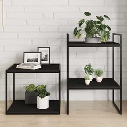 Compact Black Engineered Wood Floating Shelves - Set of 4
