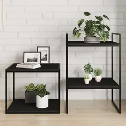 Compact Black Engineered Wood Floating Shelves - Set of 4