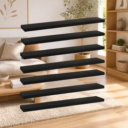 Bookshelf Boards 8 pcs Black Shelving Panels Storage Solution Engineered Wood