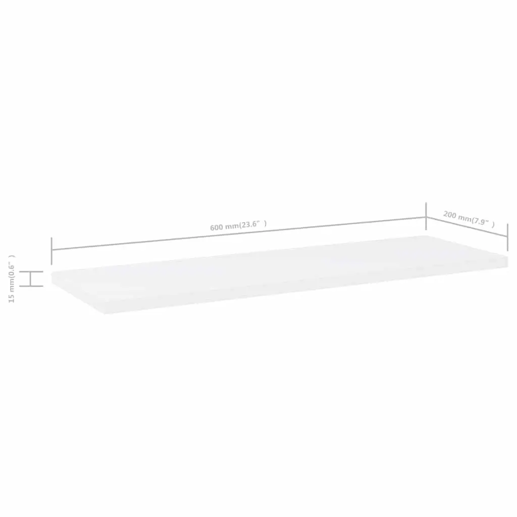 Bookshelf Boards Engineered Wood White 60x20x1.5 cm Set of 4 Storage Shelves