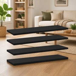 Your Storage Solution: Black Floating Shelf Boards, 4 pcs