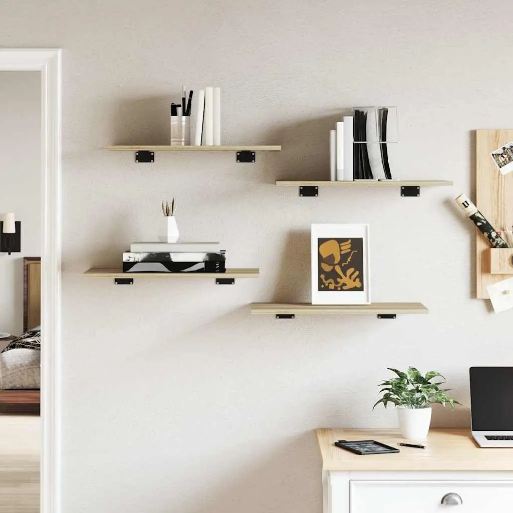 Engineered Wood Storage Shelves 4 Piece Sonoma Oak 60x30x1.5 cm Bookshelf Boards