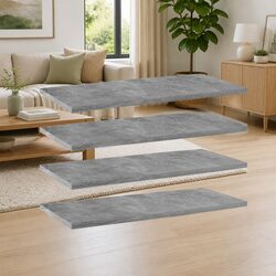 Compact and Durable Concrete Grey Bookshelf Boards - 4 pcs