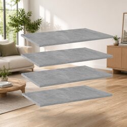 Concise Set of 4 Grey Bookshelf Boards 60x40x1.5 cm