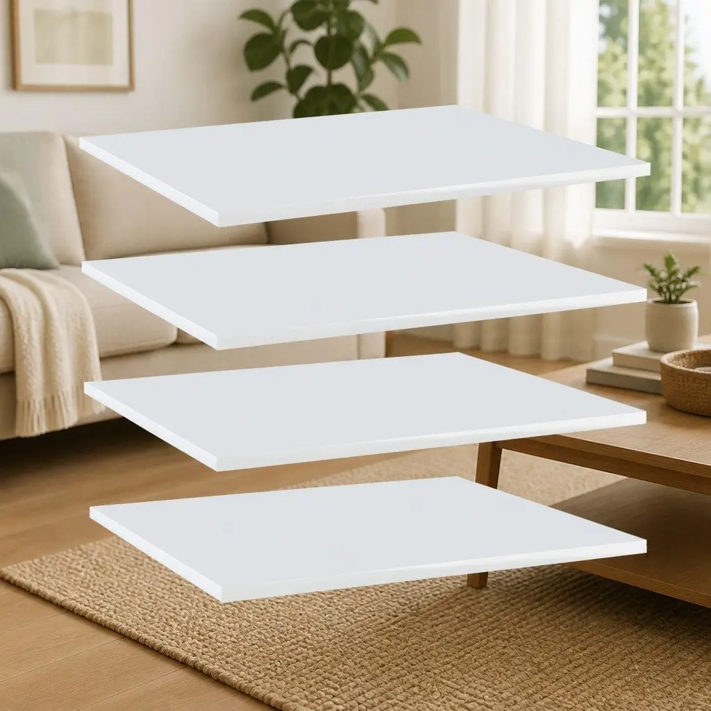Floating Shelf Boards White 60 x 50 cm Wall Mounted Storage Display Shelving Set of 4