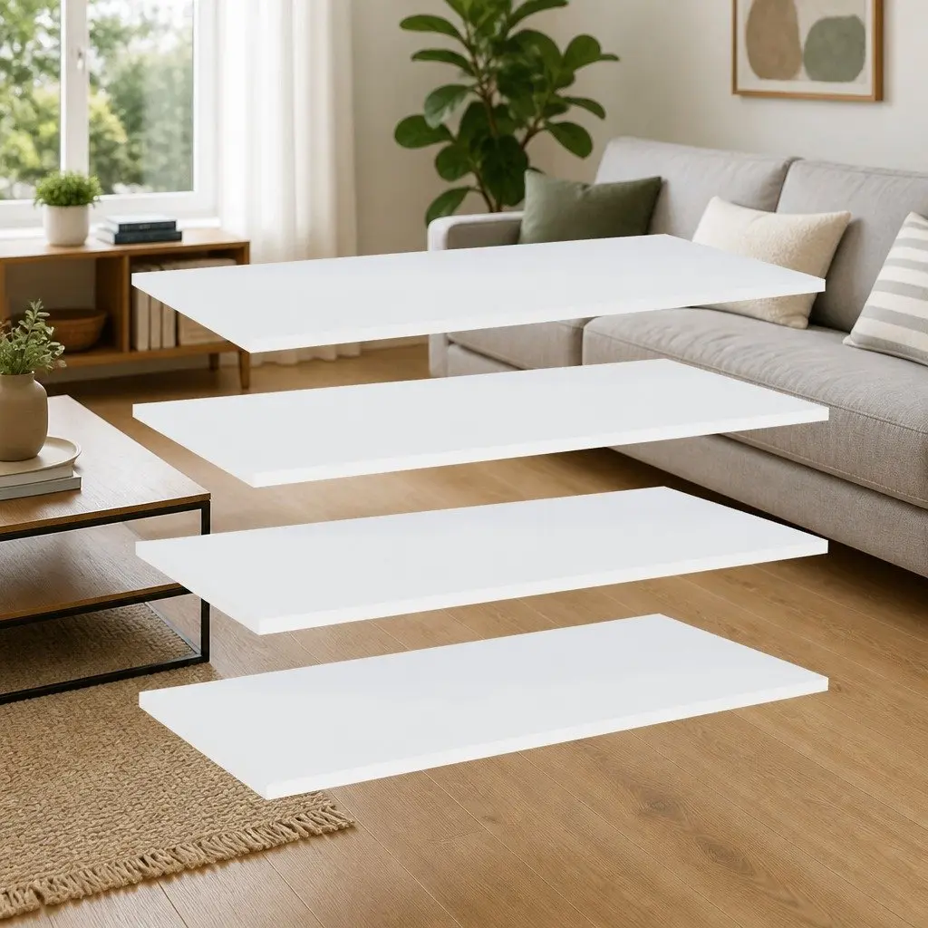 Bookshelf Boards White 80 x 20 x 1.5 cm Engineered Wood Floating Wall Mount Shelving 4 Pieces
