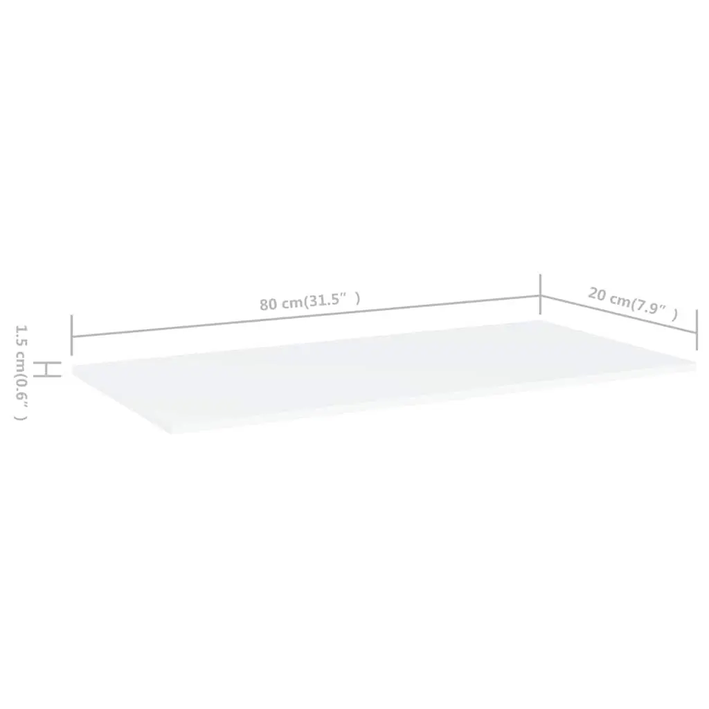 Bookshelf Boards White 80 x 20 x 1.5 cm Engineered Wood Floating Wall Mount Shelving 4 Pieces