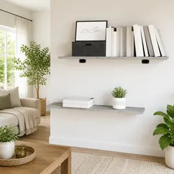 Compact 4-Piece Grey Bookshelf Board Set