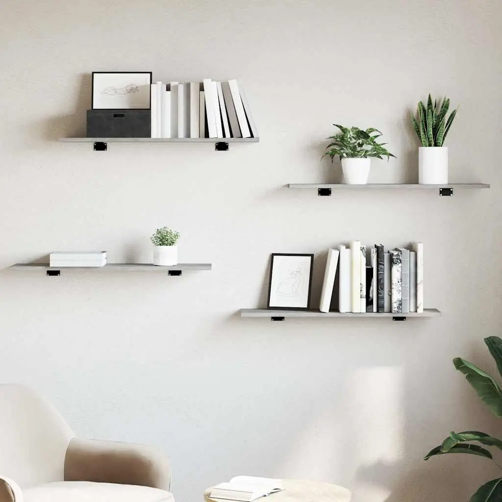 4-Piece Grey Bookshelf Board Set