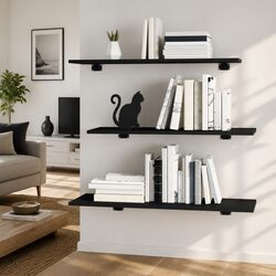 Compact and Stylish Floating Shelves - Black 4 pcs