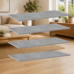 Grey Floating Bookshelf Boards - 4 Sleek Engineered Wood Pieces