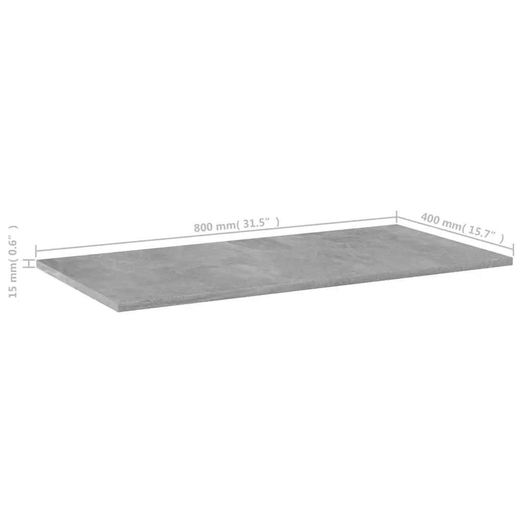 Engineered Wood Floating Shelves Grey Storage Boards Set of 4 for Home Office Use 80x40x1.5cm