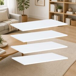 Compact Floating Shelf Boards in White - Set of 4