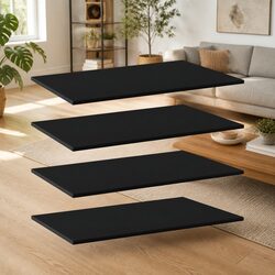 Compact Black Floating Shelves - 4-Piece Set