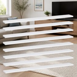 Floating Bookshelf Boards - 8 White Shelves for Storage