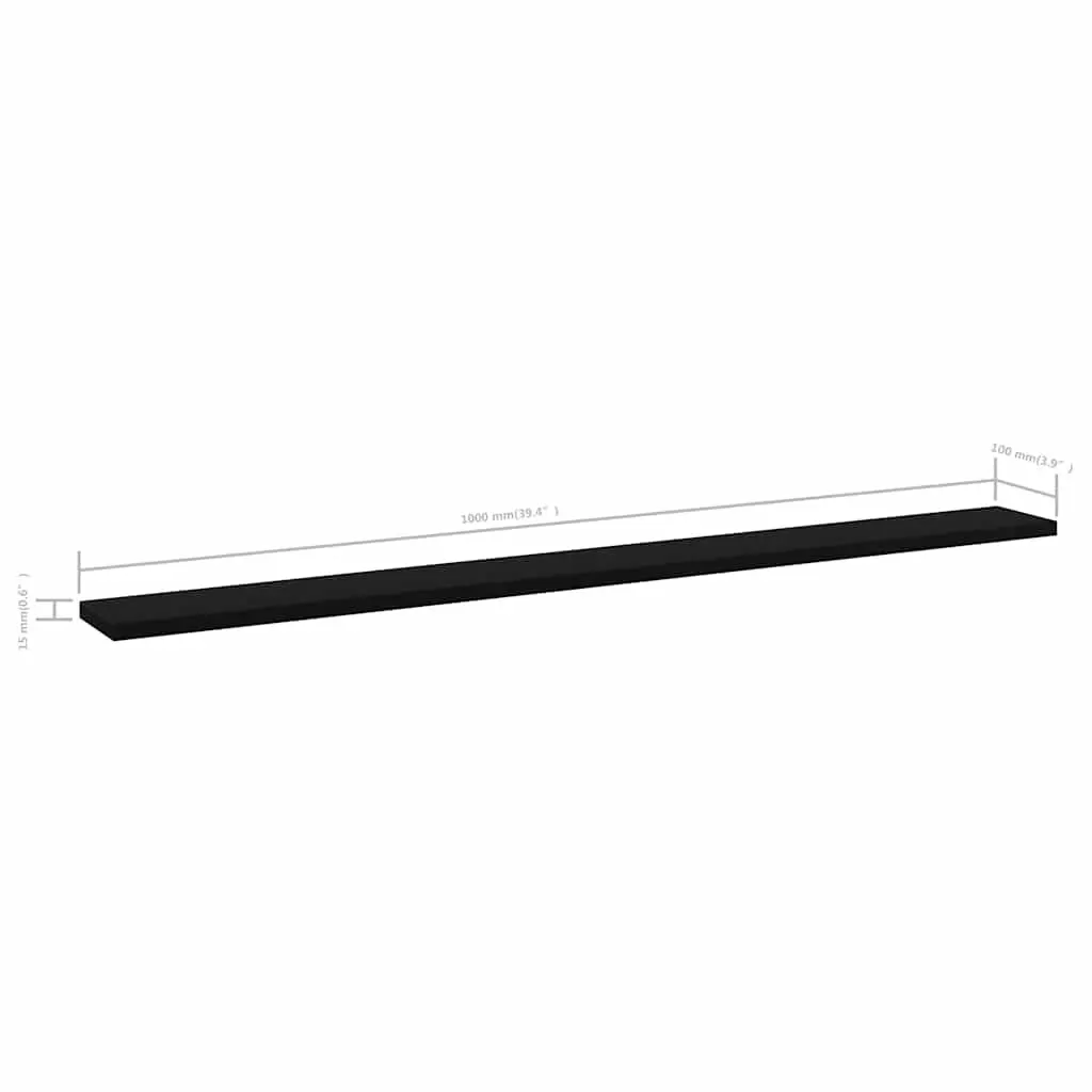 Black Floating Shelf Boards Set of 4 Engineered Wood Storage Solutions