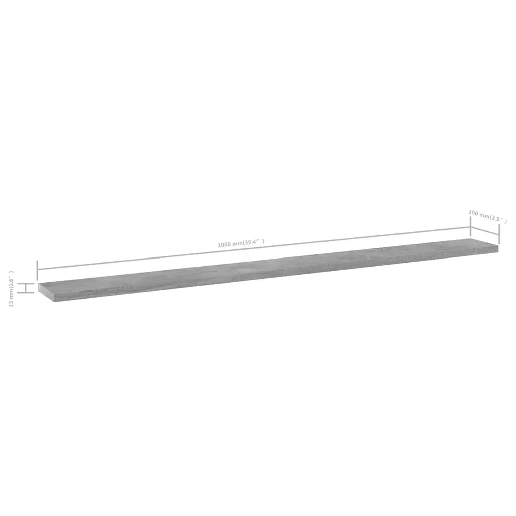 Floating Shelf Boards Grey Engineered Wood Wall Mount 4 Piece