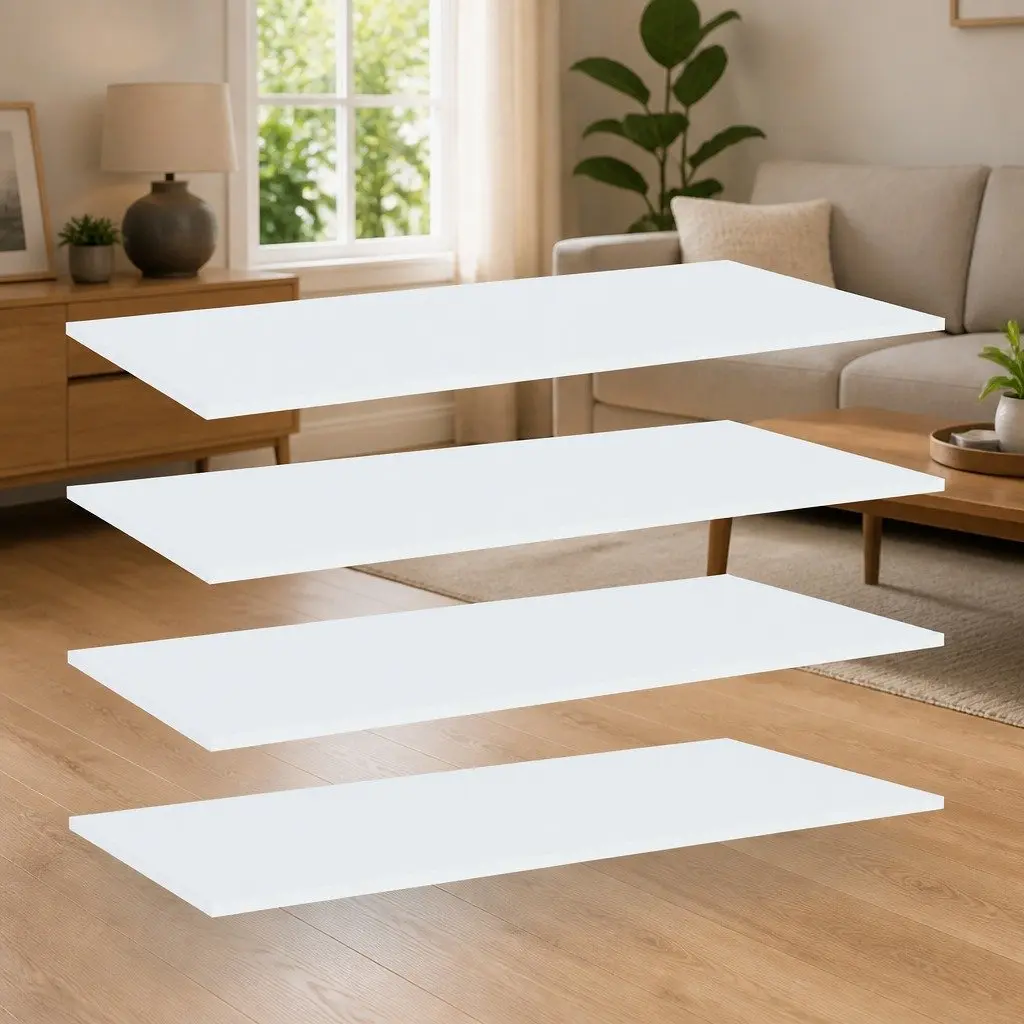 Bookshelf Boards 4 pcs White Storage Shelves Floating Wall Mounted Display