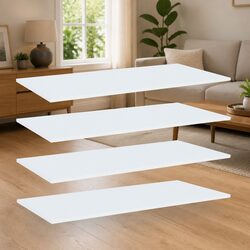 Compact Set of 4 White Floating Bookshelf Boards