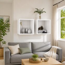 White Floating Wall Cabinet 2 pcs 37x37x37 cm