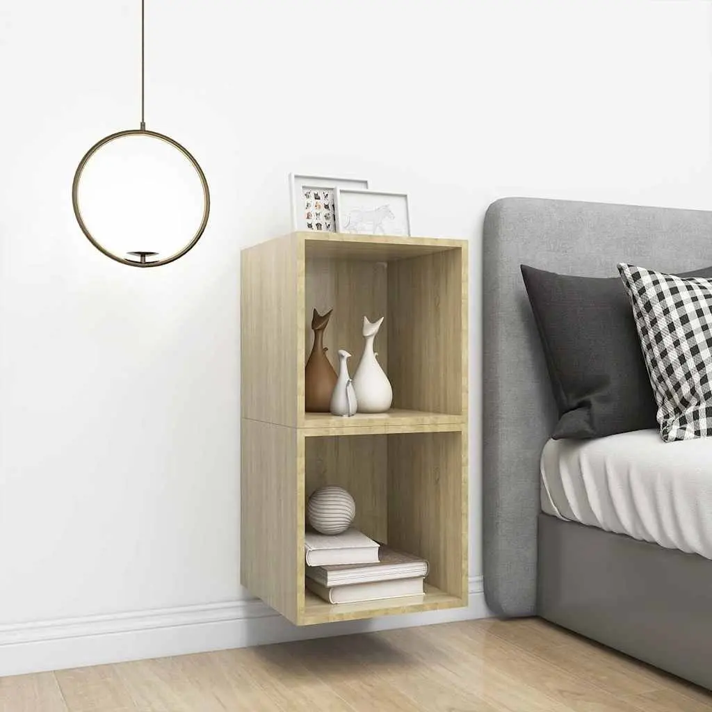 Wall Cabinet Brown 37x37x37 cm Floating Storage Shelves Engineered Wood Set of 2