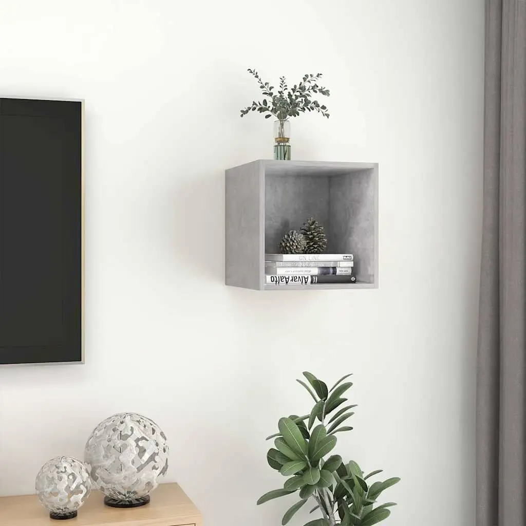 Wall Cabinet Grey Engineered Wood Floating Storage Shelf 37x37x37cm