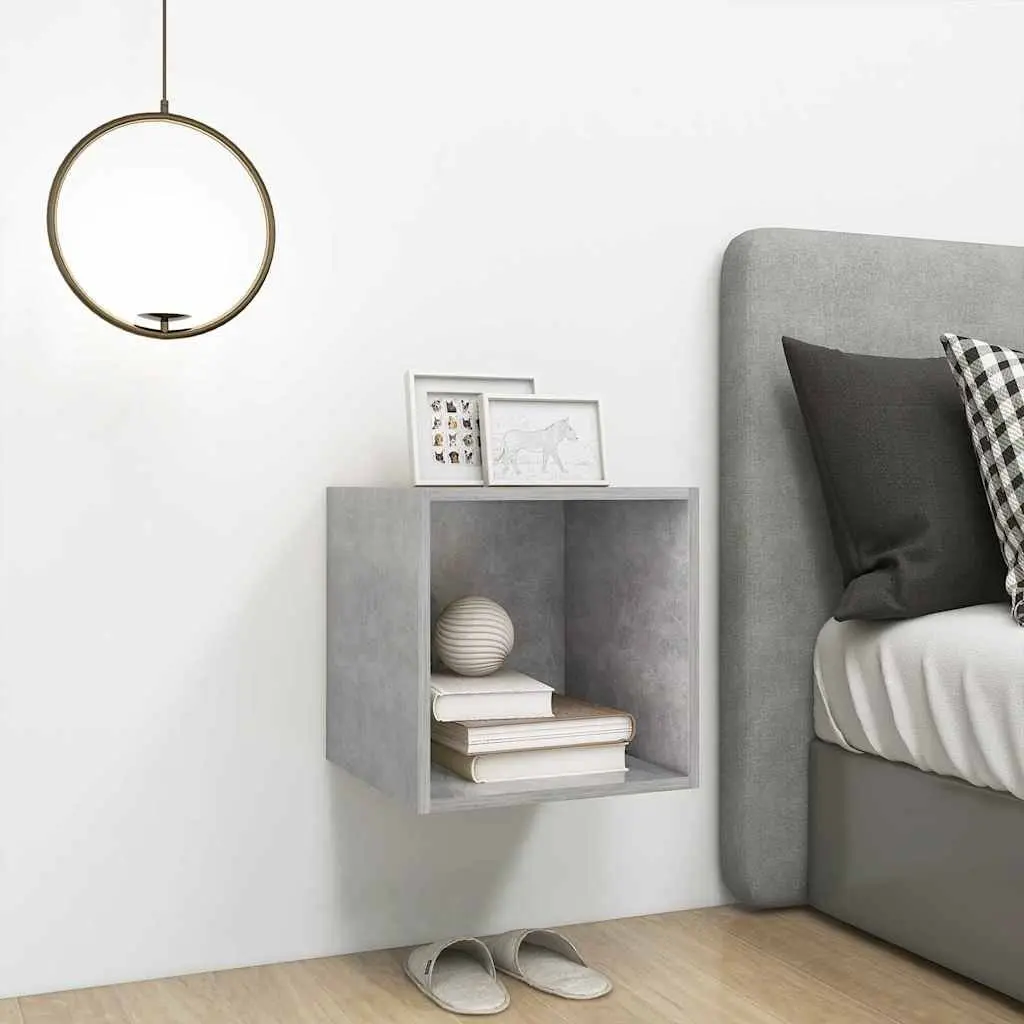 Wall Cabinet Grey Engineered Wood Floating Storage Shelf 37x37x37cm
