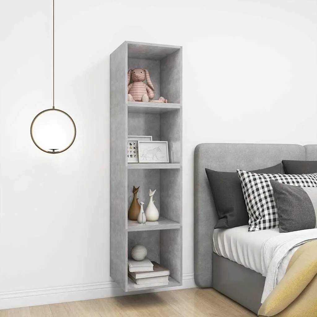 Wall Cabinet Grey Engineered Wood Floating Storage Shelf 37x37x37cm