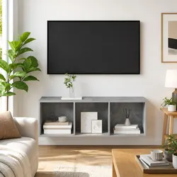 Grey Wall-Mounted TV Cabinet - Stylish and Simple - 37x37x107cm