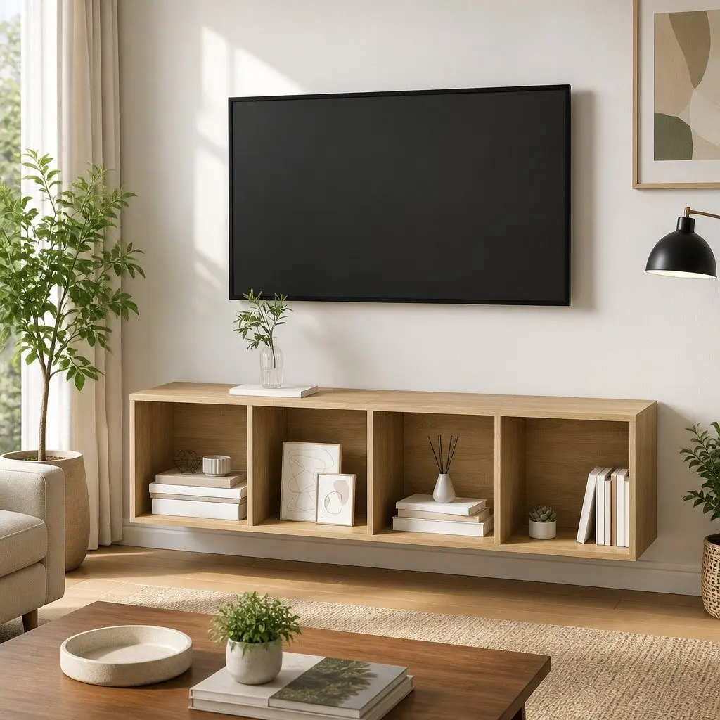 Wall-mounted TV Cabinet Brown 37 x 37 x 142.5 cm Vertical Horizontal Mount Storage Organiser