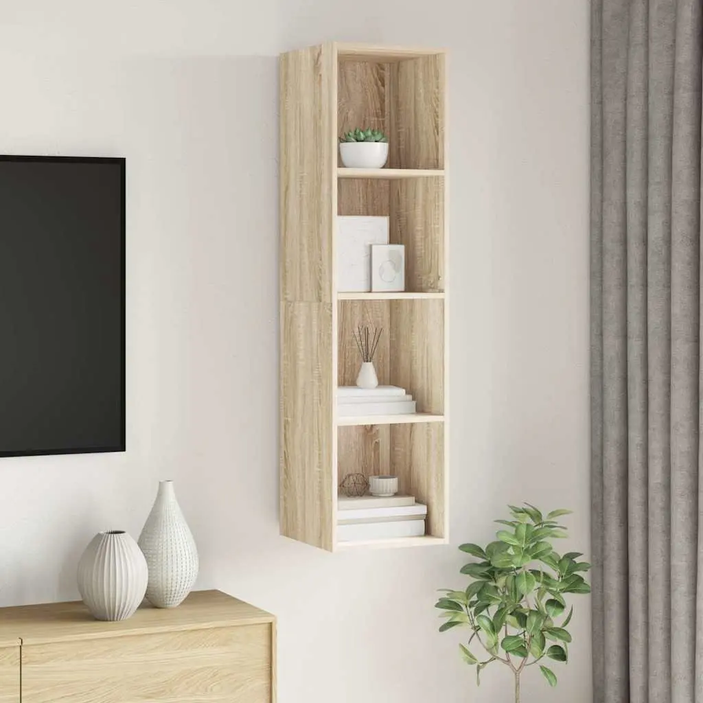 Wall-mounted TV Cabinet Brown 37 x 37 x 142.5 cm Vertical Horizontal Mount Storage Organiser