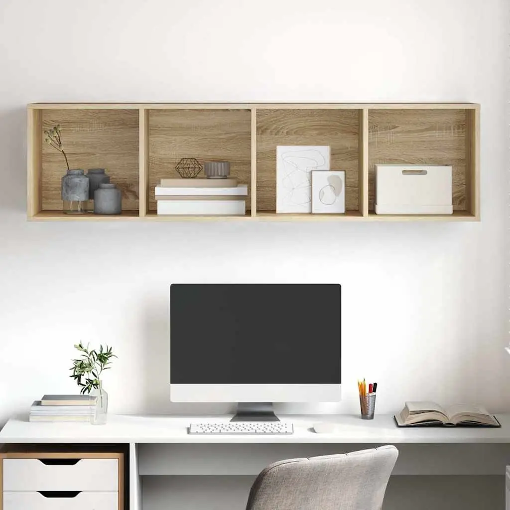 Wall-mounted TV Cabinet Brown 37 x 37 x 142.5 cm Vertical Horizontal Mount Storage Organiser
