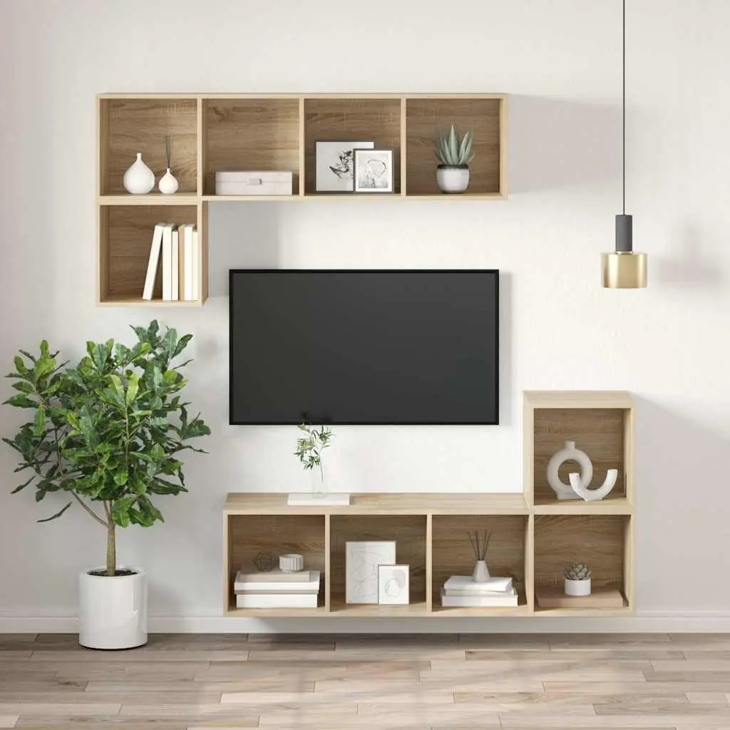 Wall-mounted TV Cabinet Brown 37 x 37 x 142.5 cm Vertical Horizontal Mount Storage Organiser