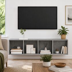 Grey Wall-mounted TV Cabinet with Ample Storage