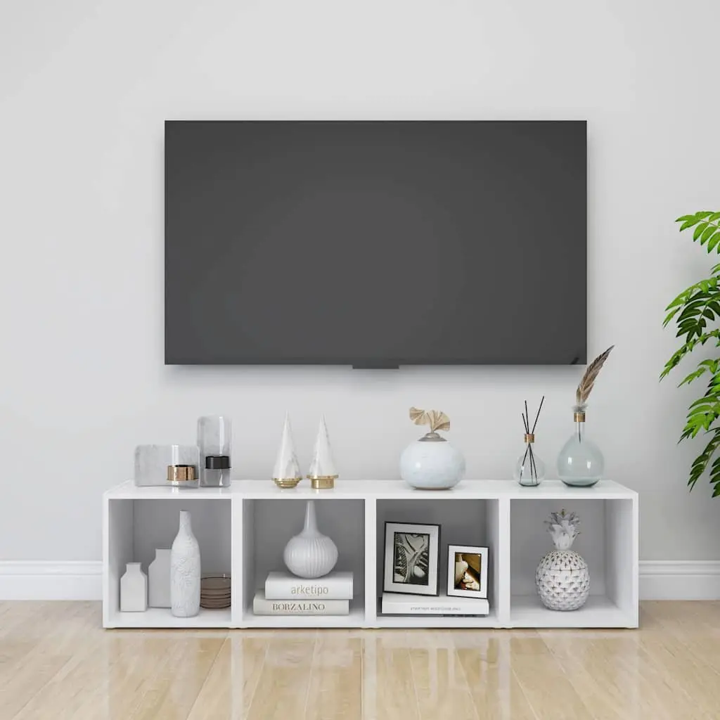 TV Cabinet White 37x35x37 cm Engineered Wood Storage Unit Display Stand 2 pcs