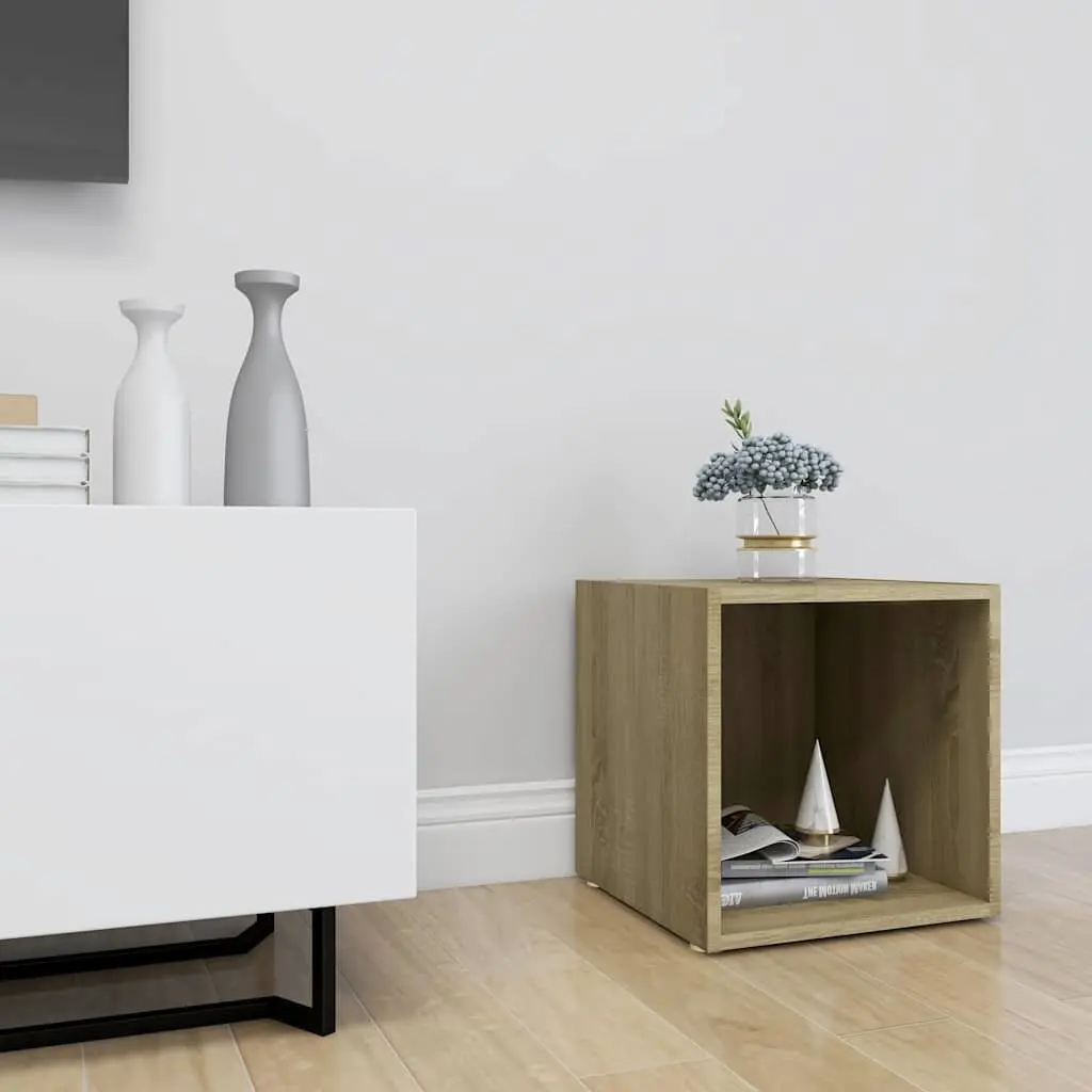 TV Cabinet Brown Engineered Wood Ground Stand Living Room Storage Unit