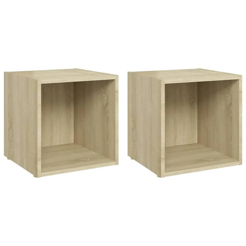 TV Cabinets Brown 37x35x37 cm 2 Piece Ground Stand Storage Unit